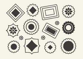 A set of black and white decorative shapes vector