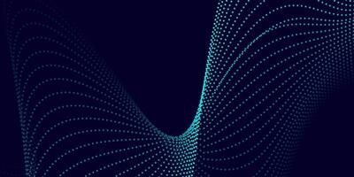 3D Abstract Particle Wave Background with Blue Dot Lines on Dark Gradient vector