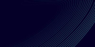 Dark Digital Dotted Background with Curved Cyan Wave Lines vector