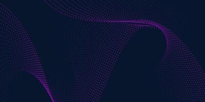 Dark Abstract Background with Flowing Purple Dotted Wave Design vector