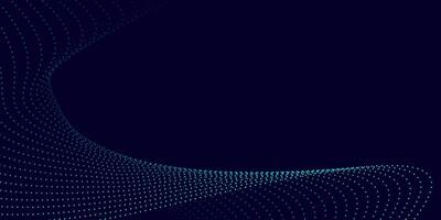 Dark Blue Abstract Background with Flowing Cyan Dotted Particle Wave vector