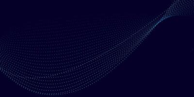 Dark Abstract Digital Background with Blue Gradient Dotted Wave Lines vector