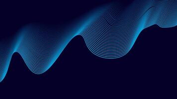 Blue Abstract Wave Line Background with Gradient Flow on Dark Surface vector