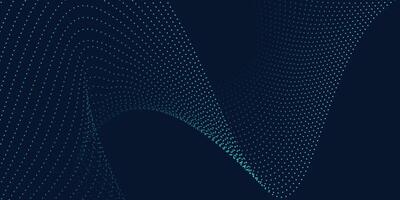 Dark Tech Background with Blue Wave Dots and Abstract Flow Pattern vector