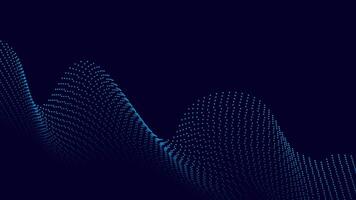 3D Abstract Digital Wave Background with Blue Dotted Mesh on Dark Theme vector