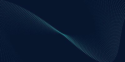 Dark Abstract Digital Background with Wavy Cyan Dot Mesh Design vector