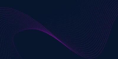 Dark Purple Abstract Background with Wavy Dotted Particle Lines vector