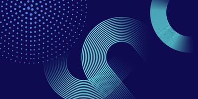 Curved Abstract Blue Line and Dot Pattern Background Design vector