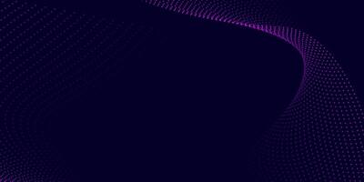 Dark Purple Wave Background with Abstract Glowing Dot Flow Design vector