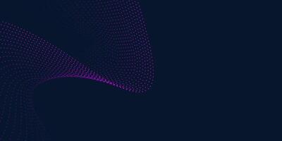 Dark Abstract Background with Flowing Purple Dot Wave Pattern vector