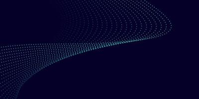 Dark Blue Abstract Wave Background with Flowing Dotted Grid Pattern vector