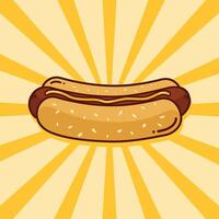 Abstract Hot dog retro background with sausage vector