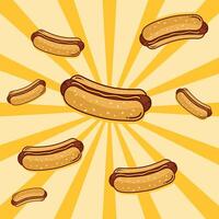 Abstract Hot dog pattern retro background vector