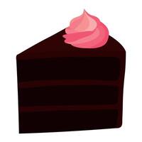 Illustration of a chocolate cake with chocolate frosting and strawberry cream vector