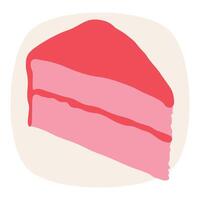 Illustration of a slice of strawberry cake with strawberry frosting vector
