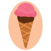 Illustration of a strawberry ice cream cone vector