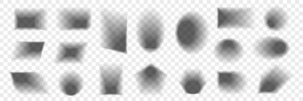Realistic shadow effect. Square, rectangle and oval box. Object blur shade set. Gradient shapes from dark gray corner. Black Tab pack . vector