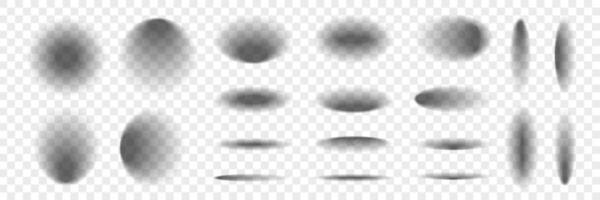 Oval and round realistic shadow set. Object blur shade effect. Gradient shapes. Black Tab collection for product design. vector