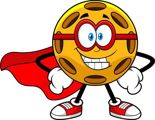 Superhero Pickleball Character With Red Cape Mask And Sneakers