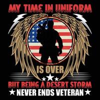 MY TIME IN UNIFORM IS OVER BUT BEING A DESERT STORM VETERAN NEVER ENDS vector
