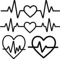 Heartbeat line icon set design with love vector