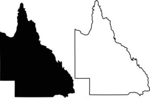 Map of Queensland Australia Silhouette Flat And Outline Design vector