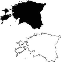 Map of Estonia Silhouette Flat and Outline Design vector