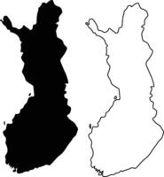 Map of Finland Silhouette Flat and Outline Design vector
