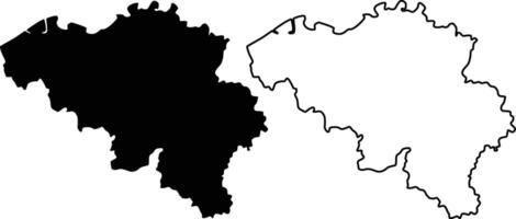 Map of Belgium Silhouette Flat And Outline Design vector