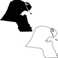 Map of Kuwait Silhouette Flat and Outline Design vector