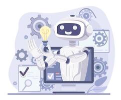 Robotic process automation and AI in business technology. Web banner concept. vector