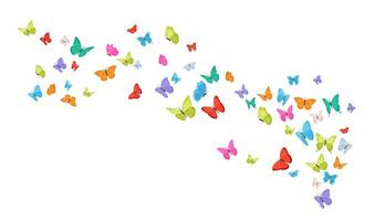 Flying flock of butterflies. Colorful design element. Spring and summer insects for decor. vector