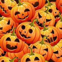 Repeating Halloween seamless pattern. Pumpkins with funny, smiling, creepy faces vector