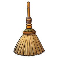 Cottagecore a broom with a wooden handle on a white background vector