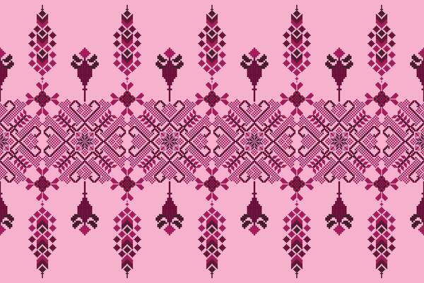 Geometric floral pattern background flower ethnic pixel pattern,Aztec style,abstract background.design for texture,fabric,clothing,