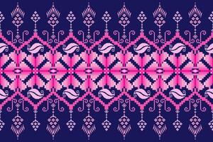 Geometric floral pattern background flower ethnic pixel pattern,Aztec style,abstract background.design for texture,fabric,clothing,decoration,print, vector