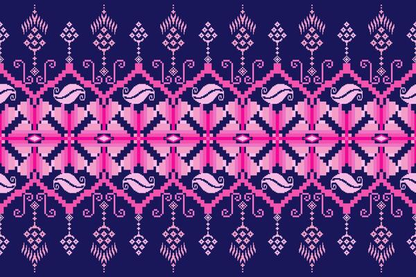 Geometric floral pattern background flower ethnic pixel pattern,Aztec style,abstract background.design for texture,fabric,clothing,decoration,print,