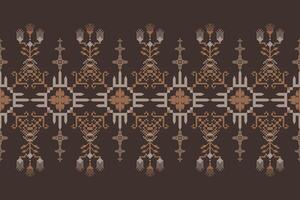 Geometric floral pattern background flower ethnic pixel pattern,Aztec style,design for texture,fabric,clothing,decoration,print,sarong. vector