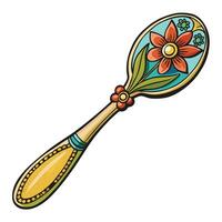 Cottagecore a colorful spoon with a flower on it vector