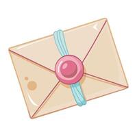 an envelope with a pink bow and a blue ribbon vector
