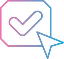 A check mark and arrow icon on a white background vector