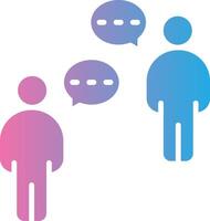 Two people with speech bubbles and one person with a speech bubble vector
