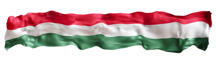 Stylized flag of Hungary waving in the wind on transparent background. Footer, header or divider. Cut out wide, panoramic element. Banner for patriotic themes or national event promotions. 3D. png
