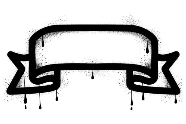 Ribbon banner with black spray paint graffiti