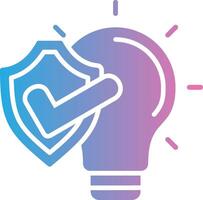 A light bulb with a shield and a check mark vector