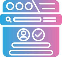 A blue and pink icon with a person and a check mark vector