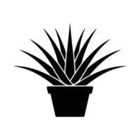 Pot and Plant Elegant Aloe Outline vector