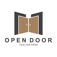 open door logo design template with simple design vector