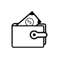 Wallet icon with money in it vector