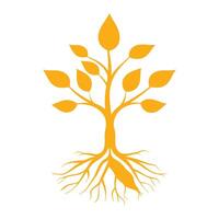 a tree with roots and leaves on a white background vector